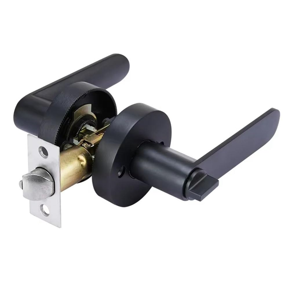 Jnchdghwa Black Interior Door Lock Silent Room, Aluminium Alloy, Copper Core, Round Handle With Key