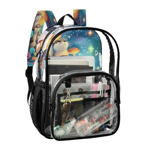Mushoom Otter Clear Backpack Heavy Duty See Through Transparent PVC BookBag for Kids Boy Girl School Work2