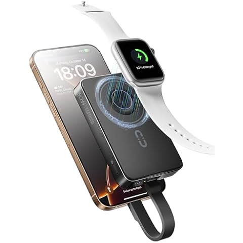ROMOSS Magnetic Power Bank 10000mAh, 30W PD Fast Charging, 3-in-1 Wireless Power Bank with Apple Watch Charger, USB C Battery Pack for Magsafe, iPhone 16/15/14/13/12 Series/Apple Watch/Airpods Cover
