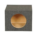 Q Power 10 Inch Heavy-Duty Single Sealed Carpet Covered Durable Car Audio Vehicle Subwoofer Enclosure Woofer Box, Charcoal Gray