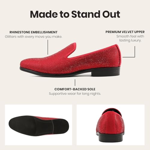 Image of Amali Men's Embellished Velvet Tuxedo Loafers, Smoking Slippers