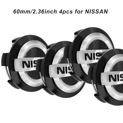 4PCS Wheel Center Caps for Nissan, 60mm/2.36" Car Wheel Hub Caps ABS Rim Center Hub Cover (Black) - Thumbnail 2