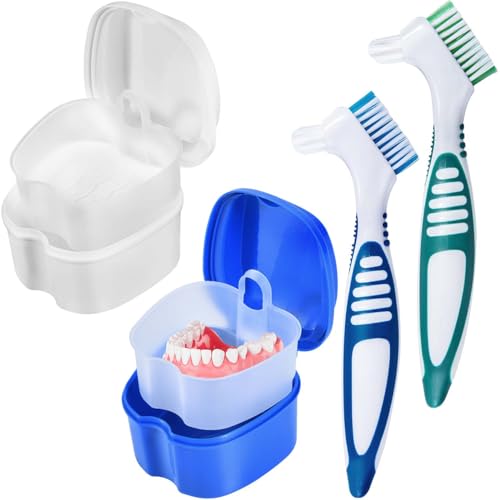 Boîte pour prothèses dentaires anti-fuite avec panier égouttoir et brosse ergonomique