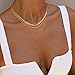 Freekiss Gold Herringbone Necklace, Layered 14K Gold Filled Choker Necklaces, Dainty Snake chain Cuban Link Necklace Set, Simple Gold Jewelry Gifts