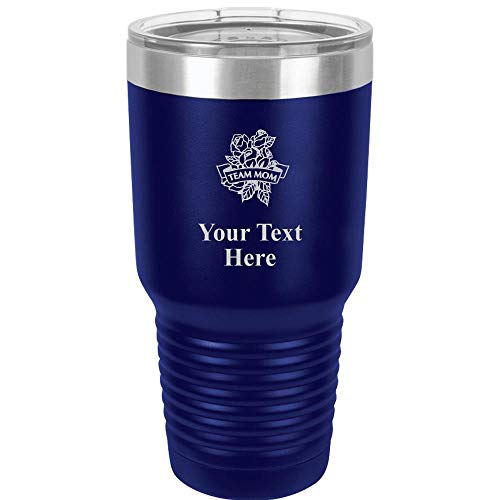 Team Mom Travel 30oz Navy Blue Stainless Steel Vacuum Insulated Hot/Cold Tumbler with Clear Lid - Great Customizable Gift For Any Special Event. BPA Free Prime