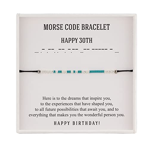Regalos de cumpleaños número 30 para ella, pulseras de plata de ley con código morse, mensaje secreto, joyería de cumpleaños para mujeres, regalos de cumpleaños para hermana, hija, amiga, regalo de