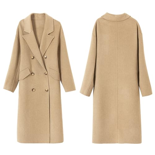 Women's Winter Double-Breasted Wool Blend Trench Coat with Notch Lapel - Elegant Long Coat for Office, Dinner4