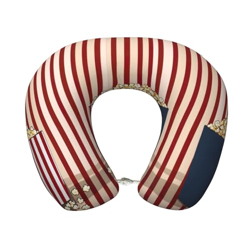 TTYDOKLA Almohada cervical de espuma viscoelástica con estampado de palomitas de maíz, almohadas portátiles en forma de U para el hogar, oficina, viajes