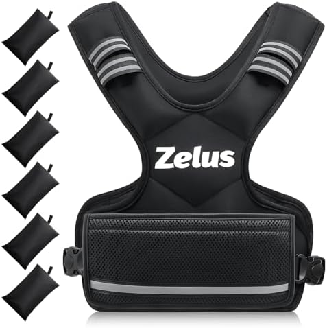 ZELUS Weighted Vest for Men and Women | 4-10lb/11-20lb/20-32lb Vest with 6 Ironsand Weights for Home Workouts | Adjustable Body Weight Vest Exercise Set for Cardio and Strength Training ZELUS Weighted Vest for Men and Women | 4-10lb/11-20lb/20-32lb Vest with 6 Ironsand Weights for Home Workouts | Adjustable Body Weight Vest Exercise Set for Cardio and Strength Training