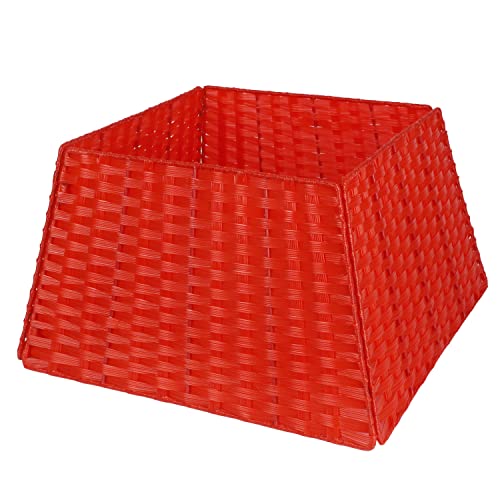 Blissun Christmas Tree Collar, Plastic Rattan Xmas Tree Ring, Farmhouse Christmas Tree Collar, Christmas Tree Skirt For Artificial Christmas Trees Decoration, Red #TOP6