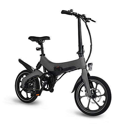 Coolautoparts Bicicleta Eléctrica Plegable 250W 16 Pulgadas Bici de Montaña/Ciudad Ciclomotor de Aluminio Bateria de Litio Frenos de Disco 3 Modos para Adultos Hombres Mujeres [EU Stock]