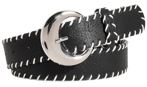 Women Casual Pin-Buckle Belt for Jeans Alloy Pu Leather Belts for 27-32