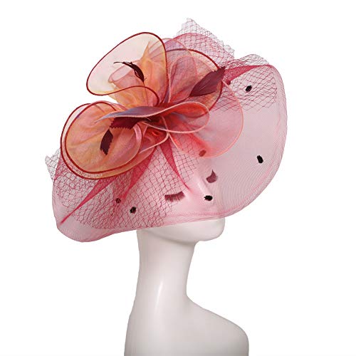 Sombrero de organza para mujer con ala ancha para boda miniatura 7