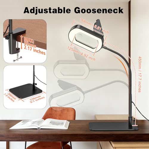 Lampe loupe de bureau 15X 10X col de cygne orientable pour micro-réparation - 7
