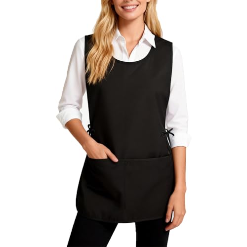 CASYUNE Cobbler Apron Unisex Smock Apron with Side Ties and 2 Deep Pockets Unisex Apron for work kitchen
