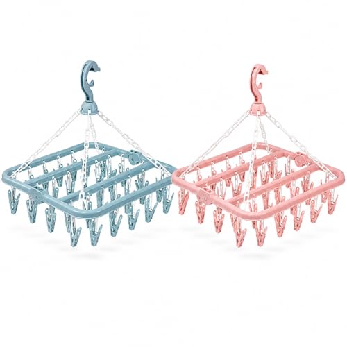 Miniatura 2 de Estante De Secado Colgante De 32 Clips, Plástico Grueso Resistente Al Viento Con Clips, Estante De Secado Plegable Para Ropa Interior, Ropa, Toallas Y Ropa Pequeña, Colgador De Lavandería Interior Y