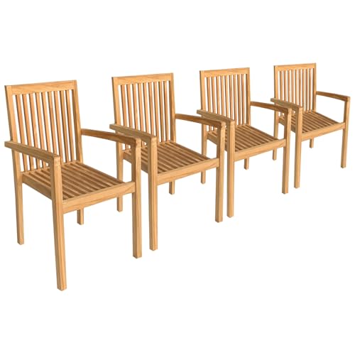 Happy Garden Lot de 4 chaises de Jardin Java empilables en Teck