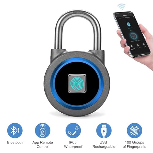 Megafeis FB Fingerprint Padlock, Bluetooth Lock, Mobile App, Megafeis Smart Padlock With Keyless Biometric thumb #1