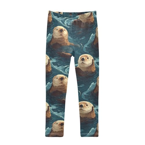 Girls Leggings Ocean Sea Otters Soft Toddler Leggings for Girls Kids Pants Size 4T-10T