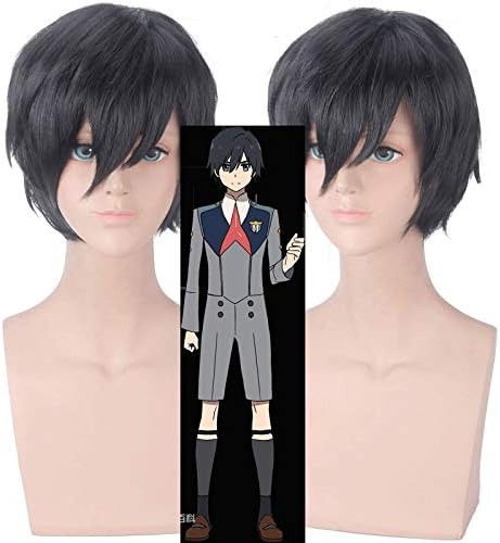 Amazon Com Darling In The Franxx Hiro 016 Black Wig Anime Male Character Cosplay 35cm Short Hair Mens Fashion Wigs Used For Comic Con And Halloween Party Beauty Personal Care