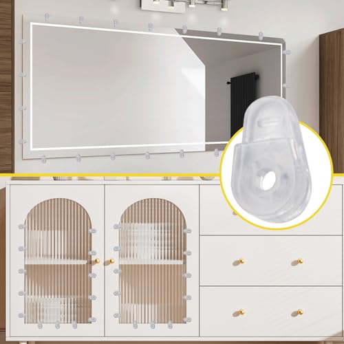 Image of 25pcs Glass Retainer Clips, Plastic Mirror Holder Clips, Clear Mirror Mounting Clips Hanging Hardware for Fixing Window Glass Cabinet Door