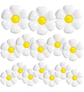 BTZO 16 Pcs Daisy Flower Balloons,White Flower Aluminum Foil Balloons for Birthday Baby Shower We...