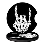 KARREAL 2 Pcs Car Cup Coasters, Funny Rock Skull Hand Universal Non-Slip Rubber Car Coasters for Cup Holders 2.75 inch, Car Interior Accessories for Women Men