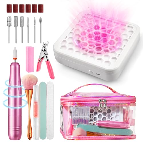Kit de taladro de uñas portátil con colector para manicura en casa o de viaje
