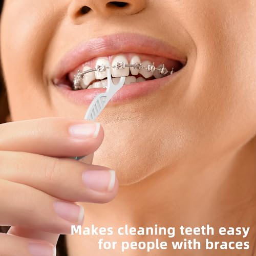 RAZOKO Orthodontische Zahnseide für Zahnspangen – Orthopädische Twin-Line Zahnseidensticks, Speziell für Zahnspangen Entwickelt, 225 Stück – Bild 6