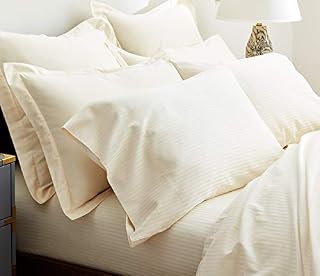 viceroy bedding 100% Egyptian Cotton, BOUTIQUE STRIPE Flat Sheet, CREAM, King Bed Size, 800 Thread Count