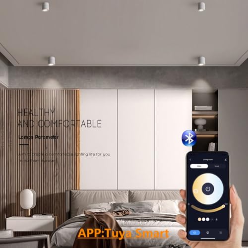 Image of LED 3CCT Dimmable Ceiling Spotlight Indoor 360Adjustable -Tuya Smart Life Surface Mounted 12W COB Directional Art Lighting-Hard Wired Ceiling Downlight for Mural Display Home Shop (White)