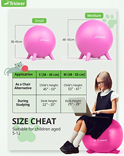 Trideer-Flexible-Seating-for-Classroom-Elementary-Yoga-Ball-Chairs-for-Kids-Wobble-Chair-of-School-Supplies-for-Sensory-Kids-Student-Desk-Chairs-for-Homeschool-Pink-55cm Trideer Flexible Seating for Classroom Elementary Yoga Ball Chairs for Kids Wobble Chair of School Supplies for Sensory Kids Student Desk Chairs for Homeschool Pink 55cm