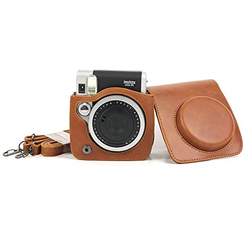 Image of ZENKO Protective Camera Case for Instant Mini 90 Leather Bag with Adjustable Shoulder Strap-Brown