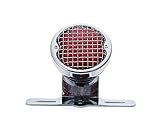 Feu stop arrière à LED vintage avec grille en maille rétro et support de plaque d'immatriculation | Idéal pour les cafés coureurs, choppers et vélos personnalisés | LED 12 V (chromé)