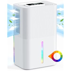 Deshumidificador FIAHNG, deshumidificador eléctrico 2700ml, deshumidificador portátil, extremadamente silencioso, luces de 7 colores, apagado automático cuando el agua está llena, ahorro de energía