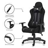 Green Soul Beast Racing Edition Ergonomic Gaming Chair with Premium Fabric & PU Leather, Adjustable Neck & Lumbar Pillow, 3D Adjustable Armrests & Strong Nylon Base (Full Black)
