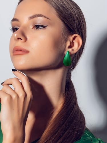 Chunky Earrings 18K Gold Plated Stainless Steel Thick Hoop Earrings Teardop Earrings Dupes for Women2