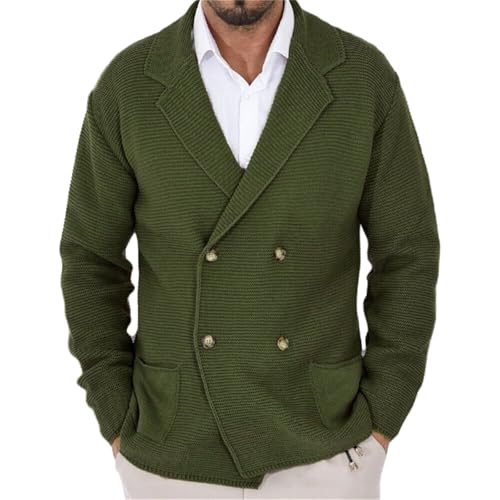 Men's Double Breast Cardigan Sweater Lightweight Button Knit Open Front Cardigans Streetwear
