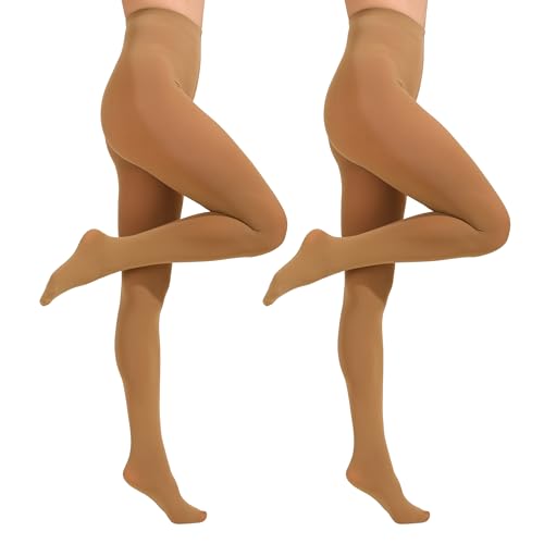 Image of Paralinda 2 Pairs Women's Solid Color Tights 80D, Soft Opaque Microfiber Tights