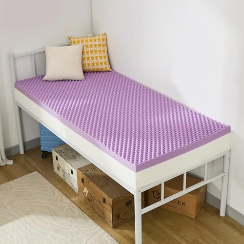 Image of SINWEEK 1.5 Inch Egg Crate Memory Foam Mattress Topper Twin XL, Twin Extra Long Mattress Pads for College Dorm Room, Pressure Relieve CertiPUR-US Certified, 39x80 Inches