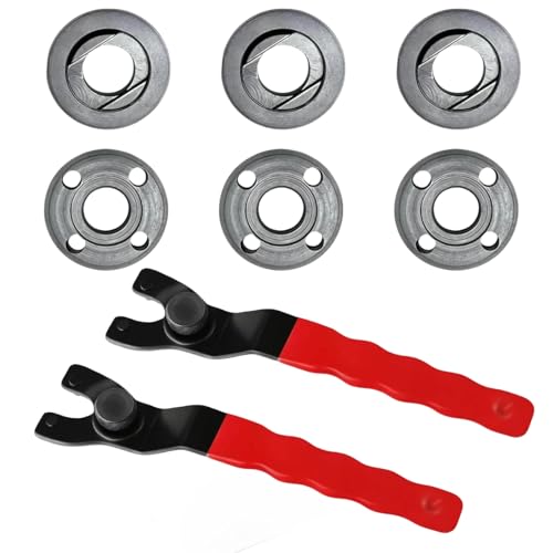 Image of Angle Grinder Wrench & Nut Kit - 5 /8-11 Lock Nut for Milwaukeie,DeWalt 8PCS | Fits for Milwaukee,for DeWalt,Makita, Ryobi and Bosch 4.5 inch /5 inch /7 inch grinders;For nut Removal and Disc /Wheel Replacement Tool