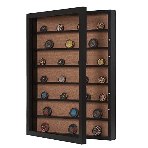 18x24 Shadow Box with Shelves and Hinged Door, Extra Large Shadow Boxes Display Cases with Movable Shelves for Coins Medals Bouquet Figures Miniatures-Black