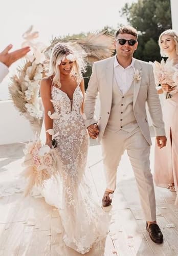 Men's Linen Suit Dress Pants Casual Straight Flat Front Trouser2