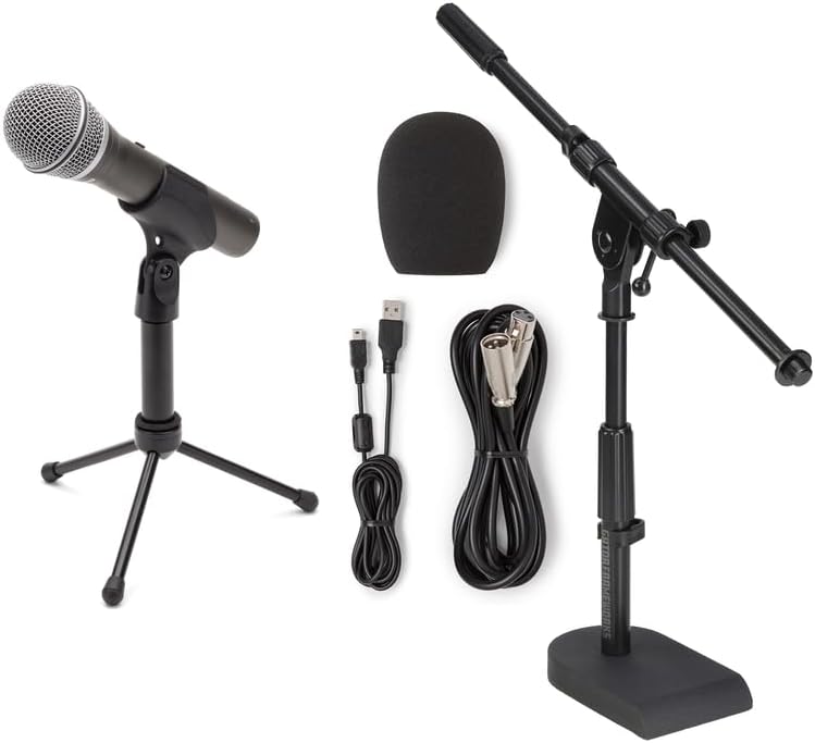 Samson Q2U Recording and Podcasting Pack USB/XLR Dynamic Microphone with Stand Upgrade