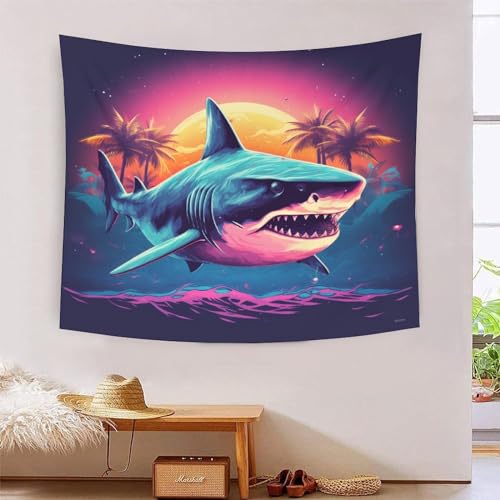 Tapisserie requin 3D decoration murale en polyester doux pour salon