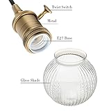 Yosoan Industrial Glass Pendant Light Fitting, Ribbed Ball Hanging Ceiling Light for Kitchen Island,Dining Room,Bedroom,Lving Room (Antique) - Image 6