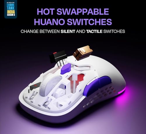 Image of Kreo Chimera V2 RGB Wireless Gaming Mouse with Hot-swappable 50M Switches, Dual Magnetic Shells, 6 Programmable Buttons, Triple-Mode Connectivity & Adjustable DPI up to 12000 (White)