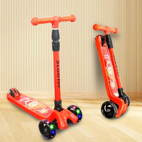 ToyMagic Joyride 3 Wheeler Kick Scooter with LED Wheels|Non Electronic LED with Motion Activation|Smart Kick Scooter|Foldable Toy|Height Adjustable Handle|Best Birthday Gift for 3+|Made in India|Red (B0D2CXBR8Z) Amazon Price History, Amazon Price Tracker
