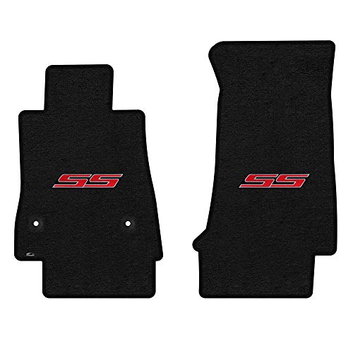 Lloyd Mats Custom-Fit Carpeted Floor Mats Premium Luxury Car Floor Liners for Chevy Camaro Mats 2016-ON (Charcoal, Front Mats - SS Red Emblem)