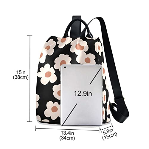 Image of Fustylead Boho Flower Print Fashion Backpack Purse for Women Anti Theft Back Pack Shoulder Bag